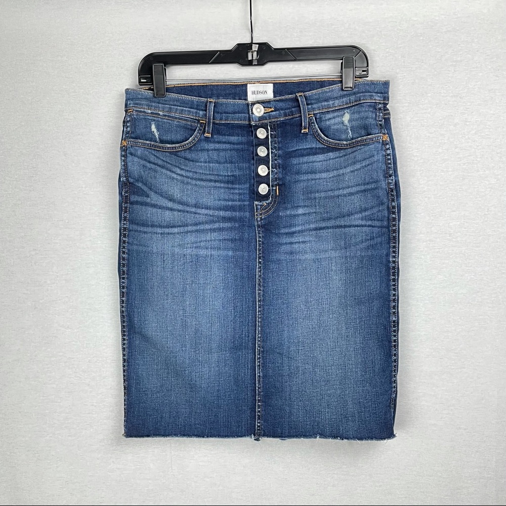 HUDSON JEANS STRETCH DENIM PENCIL SKIRT - 31 (10)